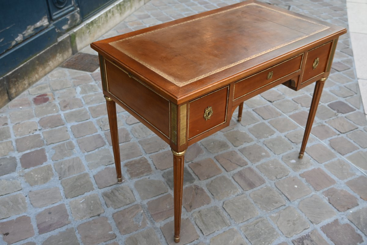 Louis XVI Style Mahogany Flat Desk-photo-5