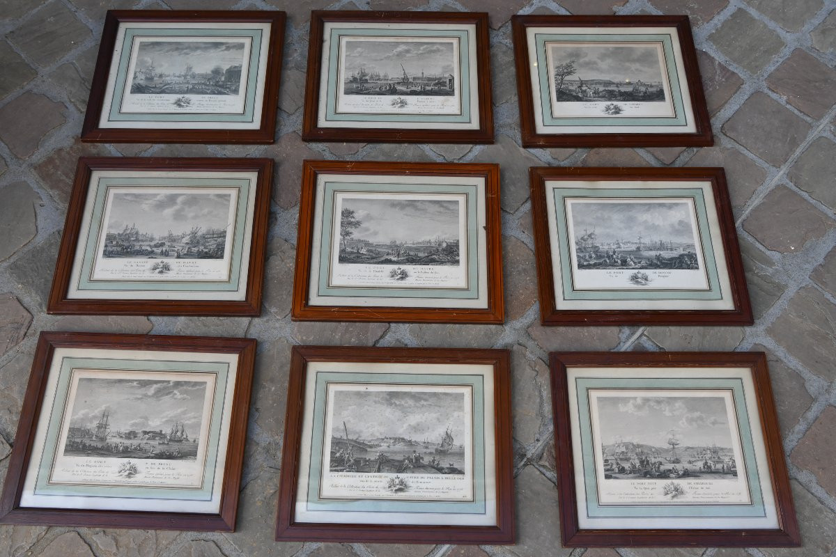 Ozane, A Series Of Nine Engravings Of Major French Ports In The 18th Century-photo-2