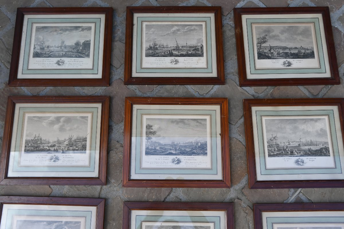 Ozane, A Series Of Nine Engravings Of Major French Ports In The 18th Century-photo-3