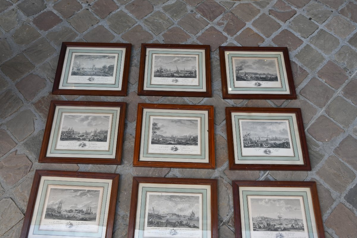 Ozane, A Series Of Nine Engravings Of Major French Ports In The 18th Century-photo-1