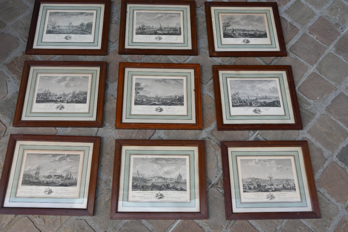 Ozane, A Series Of Nine Engravings Of Major French Ports In The 18th Century-photo-2