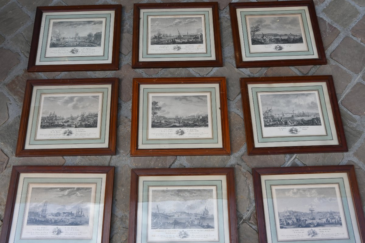 Ozane, A Series Of Nine Engravings Of Major French Ports In The 18th Century-photo-3