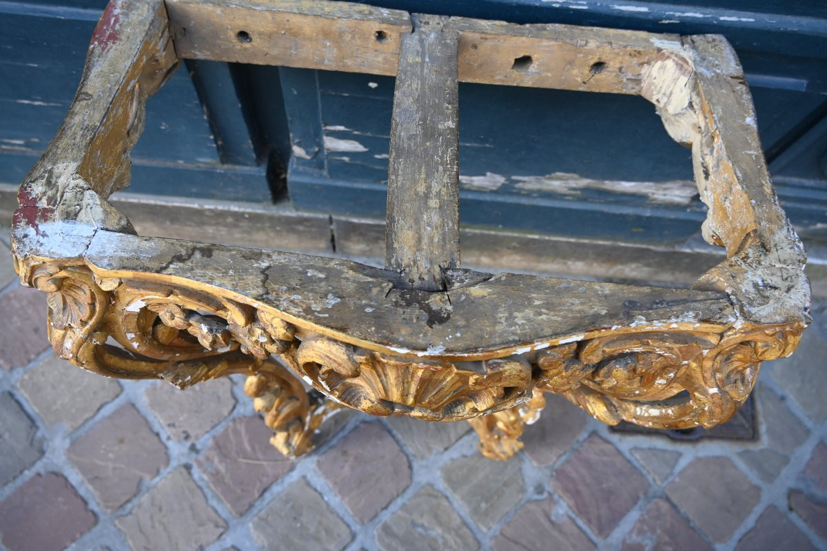 Petite console en bois redoré d époque Louis XV du XVIII-photo-5