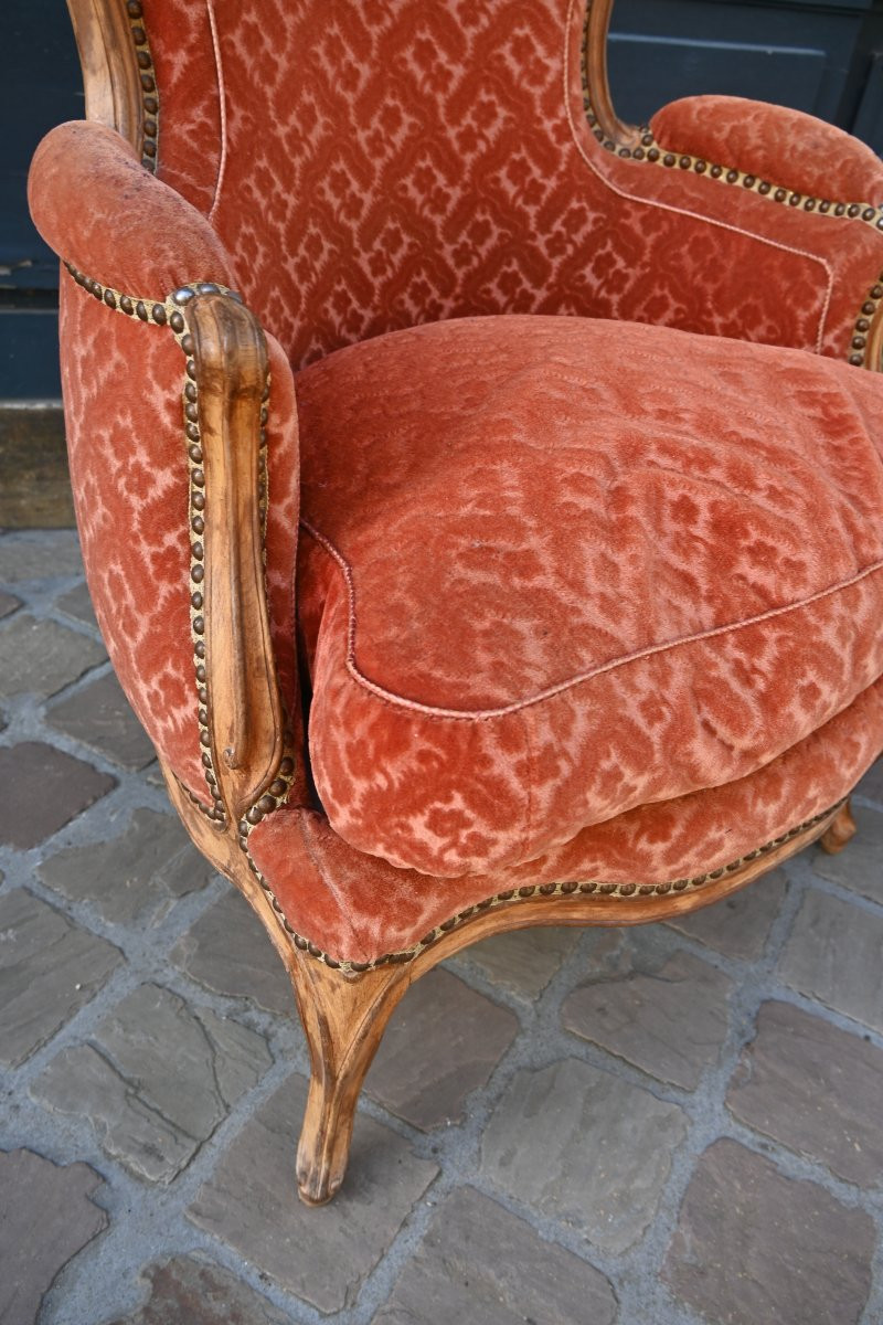 Bergère coin de feu d époque Louis XV , estampillée du XVIII-photo-2