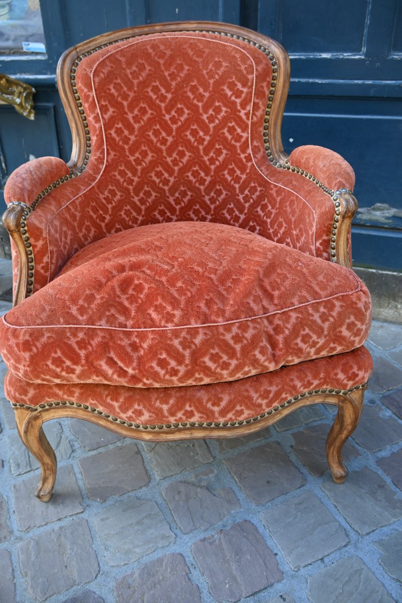 Bergère coin de feu d époque Louis XV , estampillée du XVIII-photo-1