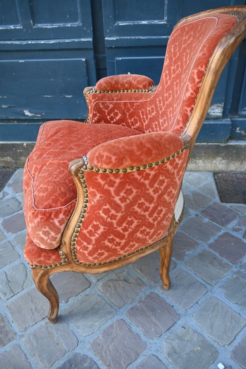 Bergère coin de feu d époque Louis XV , estampillée du XVIII-photo-2