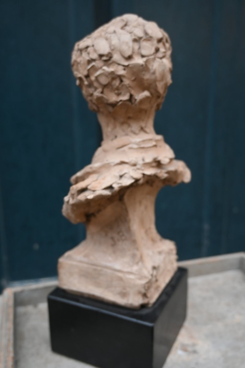 Terre cuite originale buste de jeune  homme barbu , par Jules Blanchard XIX-photo-4