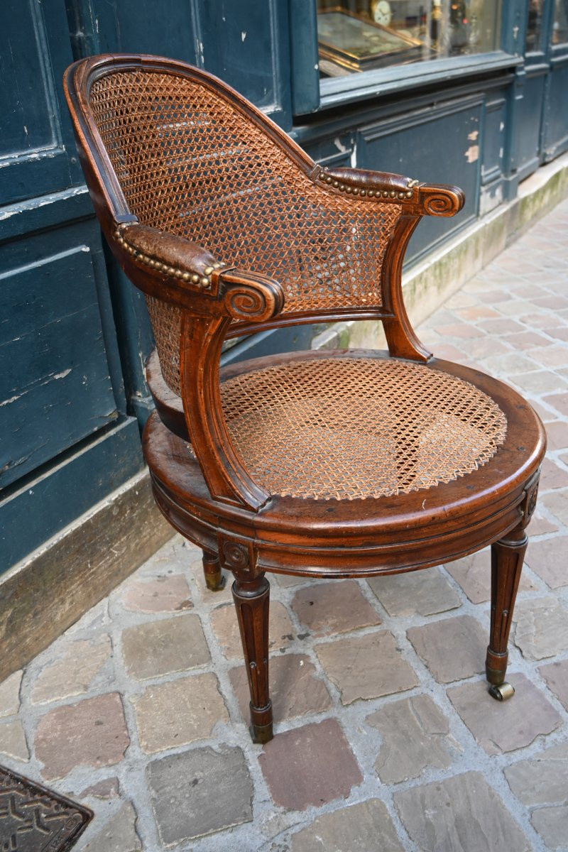 Louis XVI Period Cane-seated Office Chair Stamped By Geny-photo-2