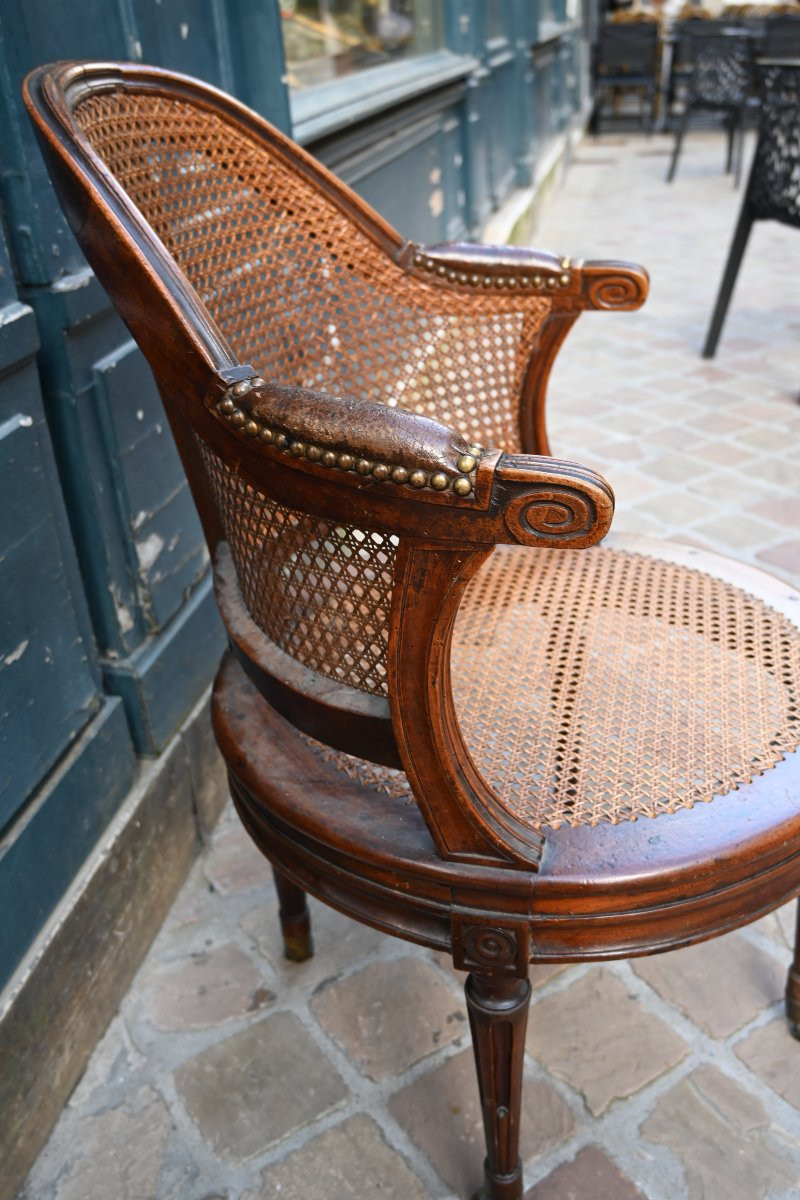 Louis XVI Period Cane-seated Office Chair Stamped By Geny-photo-3