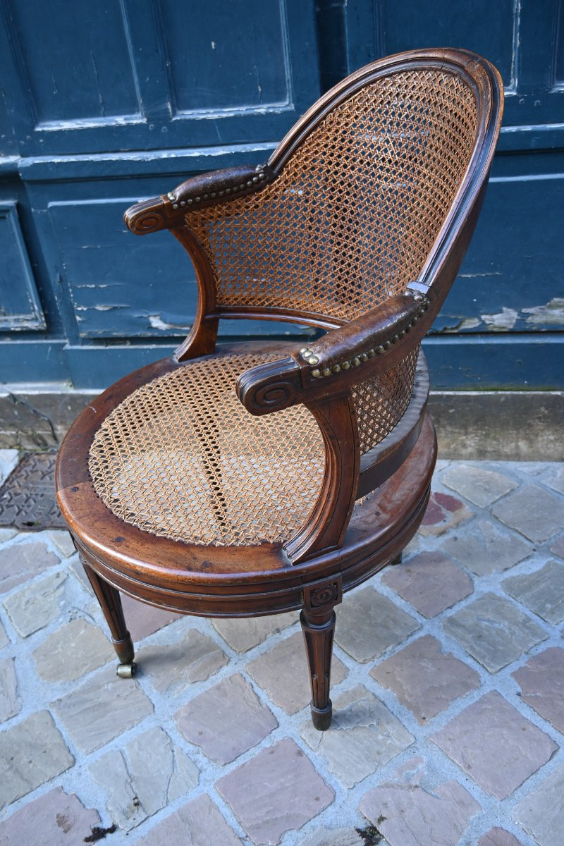 Louis XVI Period Cane-seated Office Chair Stamped By Geny-photo-1