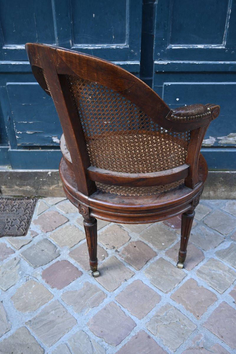 Louis XVI Period Cane-seated Office Chair Stamped By Geny-photo-2