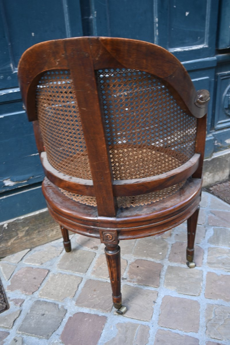 Louis XVI Period Cane-seated Office Chair Stamped By Geny-photo-3