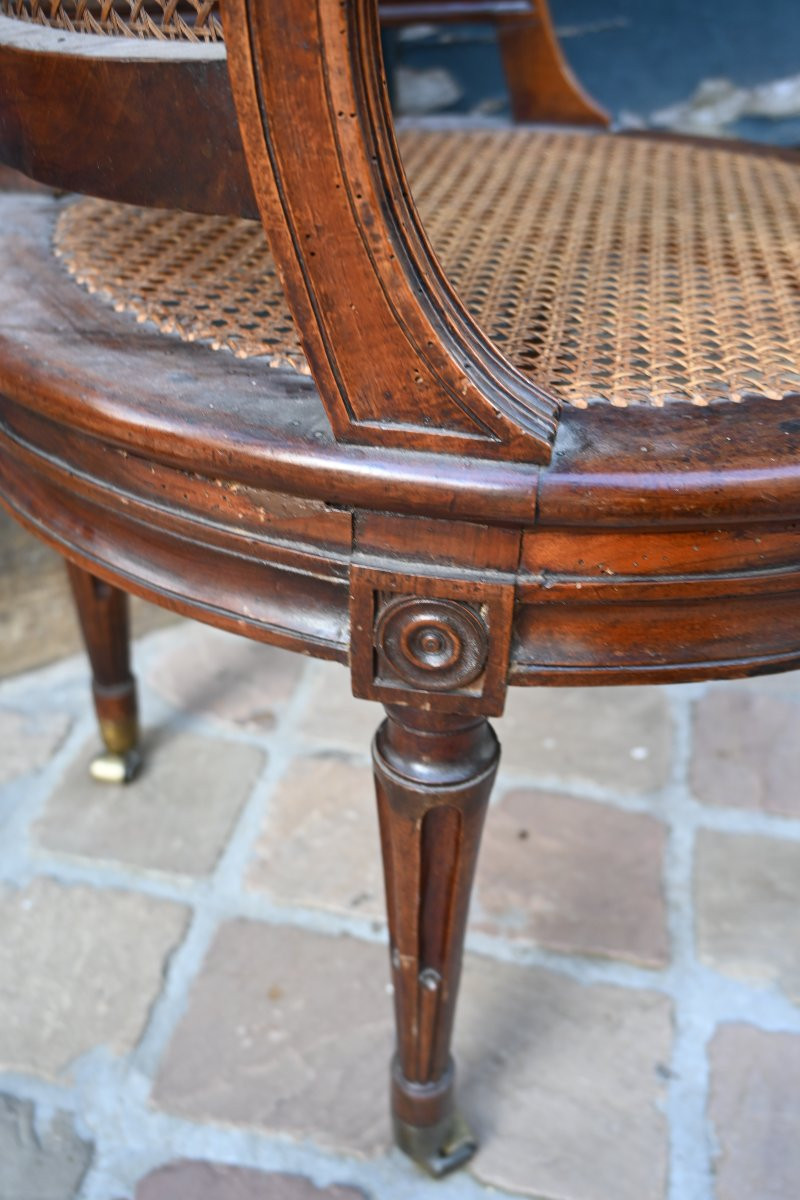 Louis XVI Period Cane-seated Office Chair Stamped By Geny-photo-5