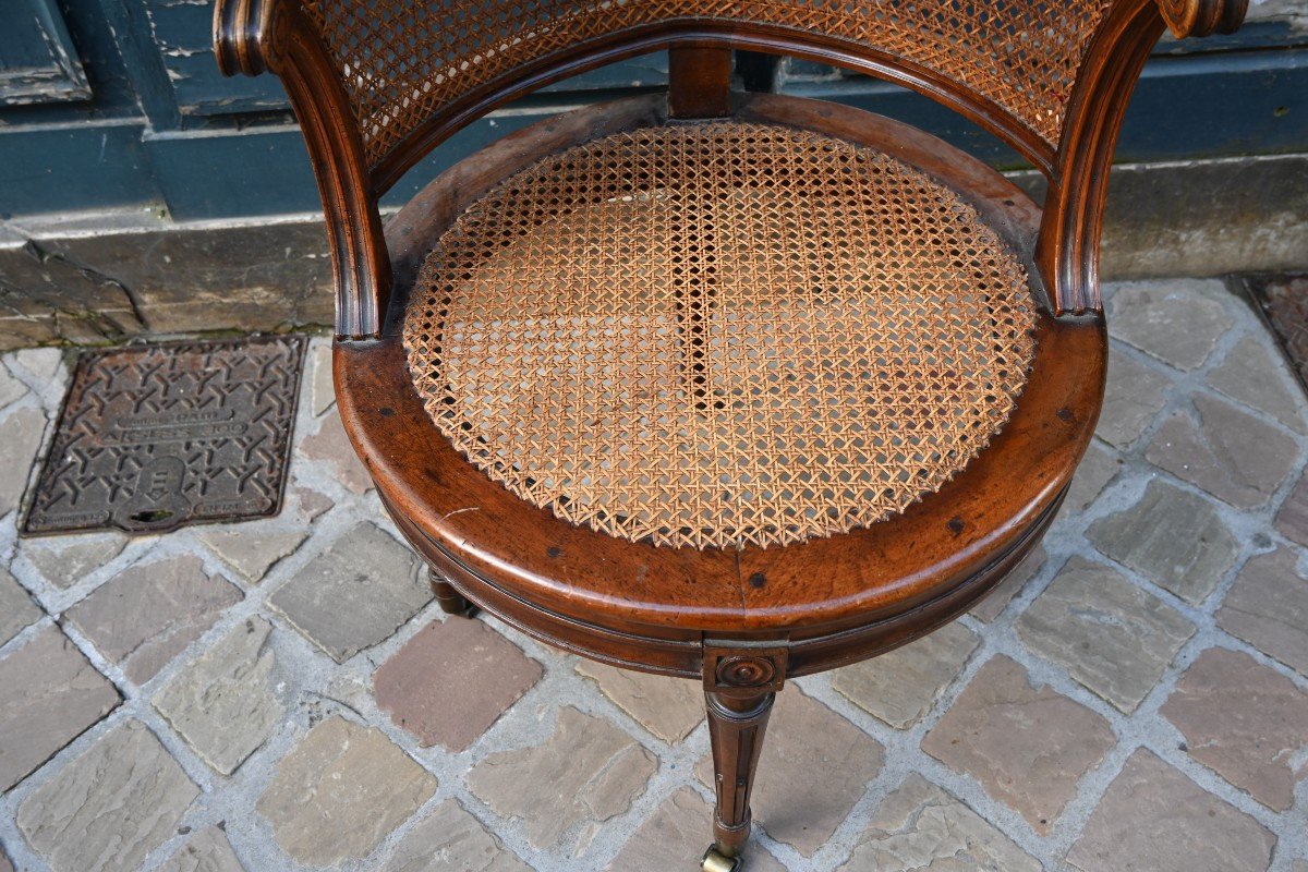 Louis XVI Period Cane-seated Office Chair Stamped By Geny-photo-7