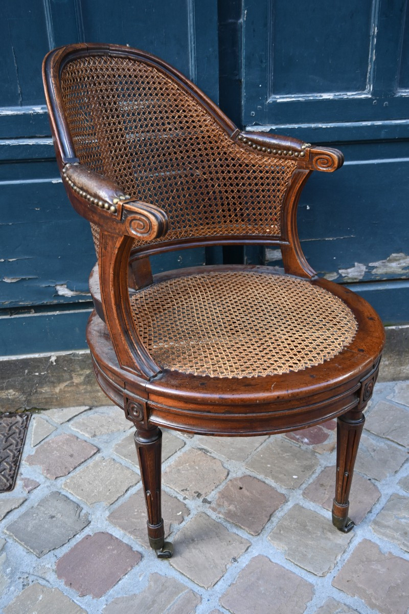 Louis XVI Period Cane-seated Office Chair Stamped By Geny