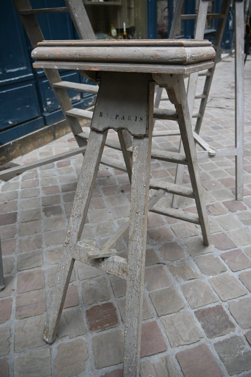 Rare Set Of Three Stepladders From The National Library Of Paris, 19th Century-photo-2