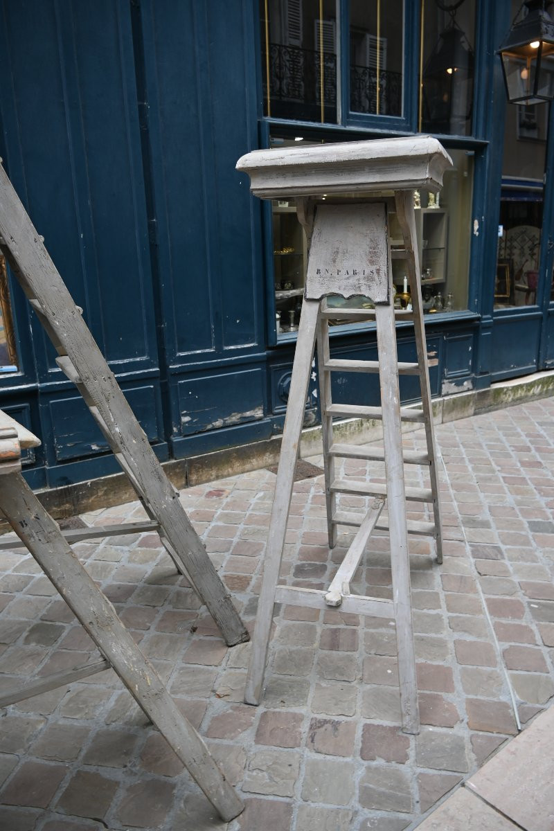 Rare Set Of Three Stepladders From The National Library Of Paris, 19th Century-photo-3
