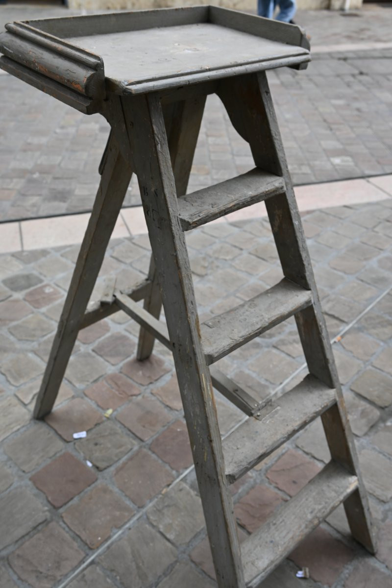 Rare Set Of Three Stepladders From The National Library Of Paris, 19th Century-photo-8