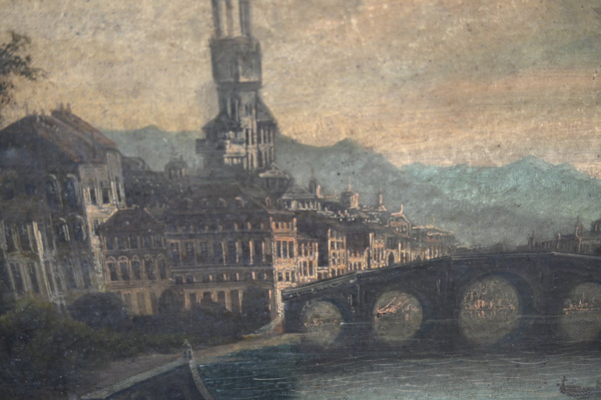 Ecole italienne du début du XVIII vue de Florence-photo-2