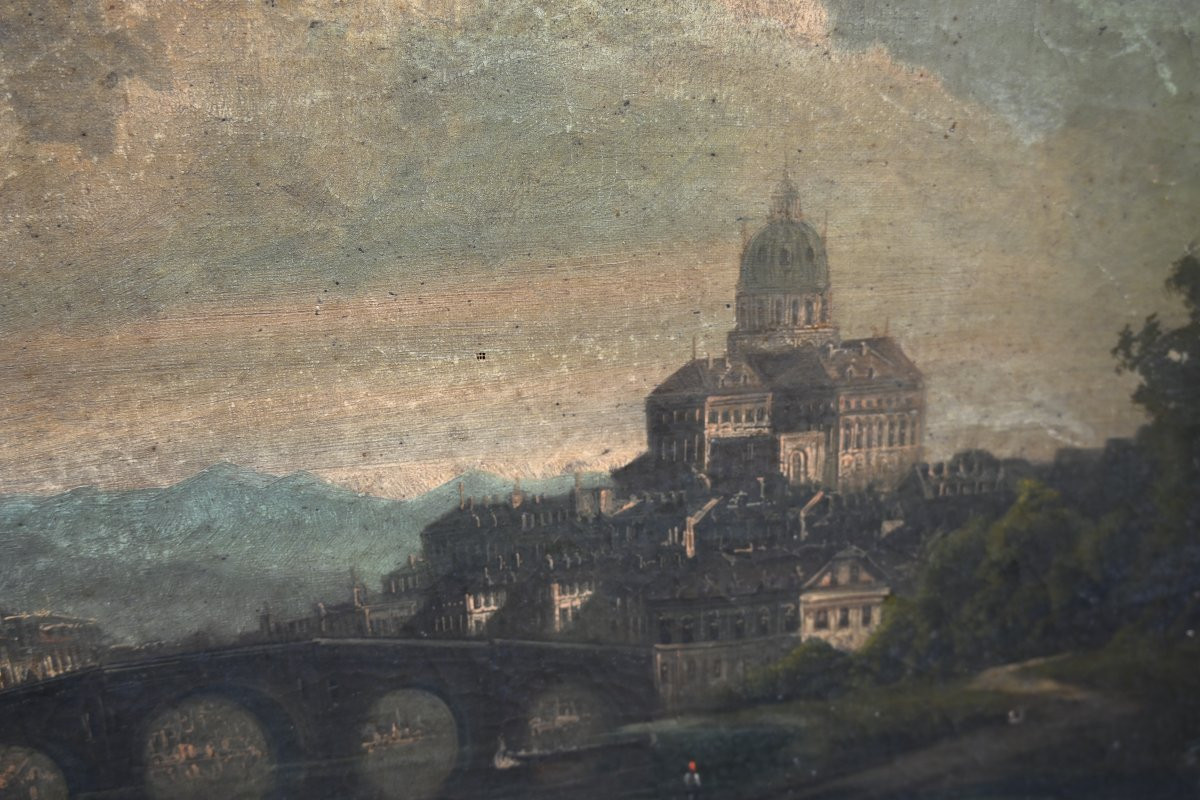 Ecole italienne du début du XVIII vue de Florence-photo-1