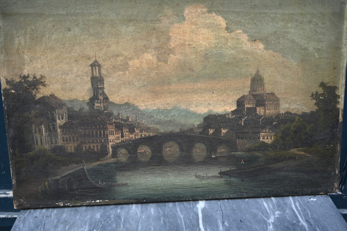 Ecole italienne du début du XVIII vue de Florence-photo-8