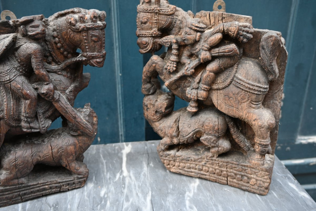 Inde paire d éléments de roues de char du XIX-photo-4