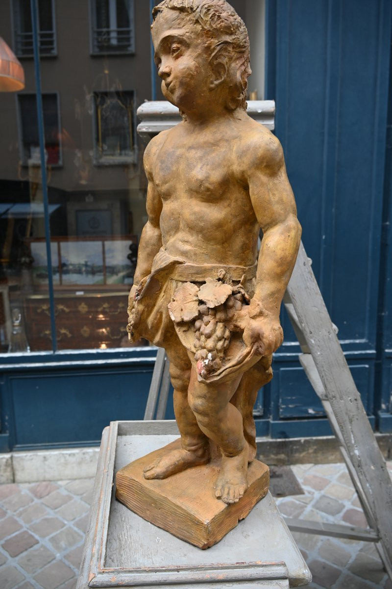 Bacchus , statue en terre cuite patinée  -photo-2