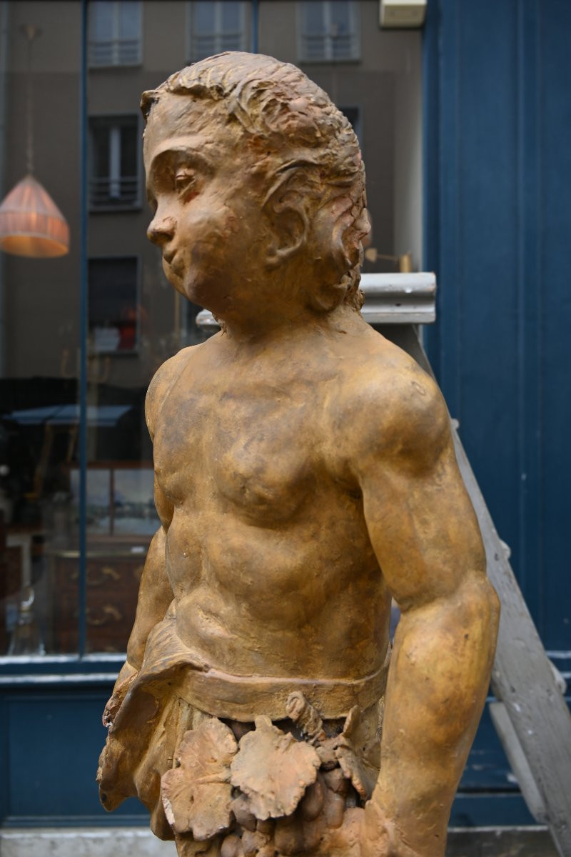 Bacchus , statue en terre cuite patinée  -photo-3