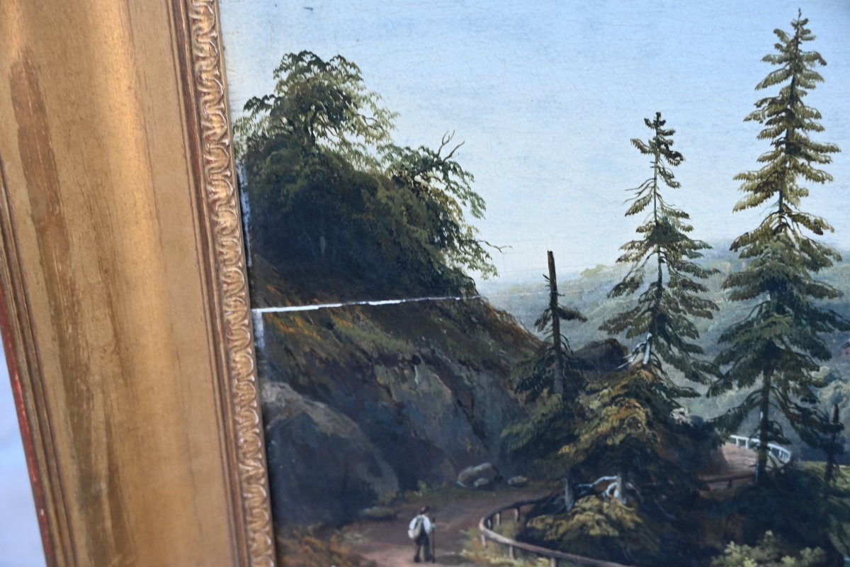 Suisse , école du XIX paysage de montagne , signé , suiveur de François Roffiaen-photo-7