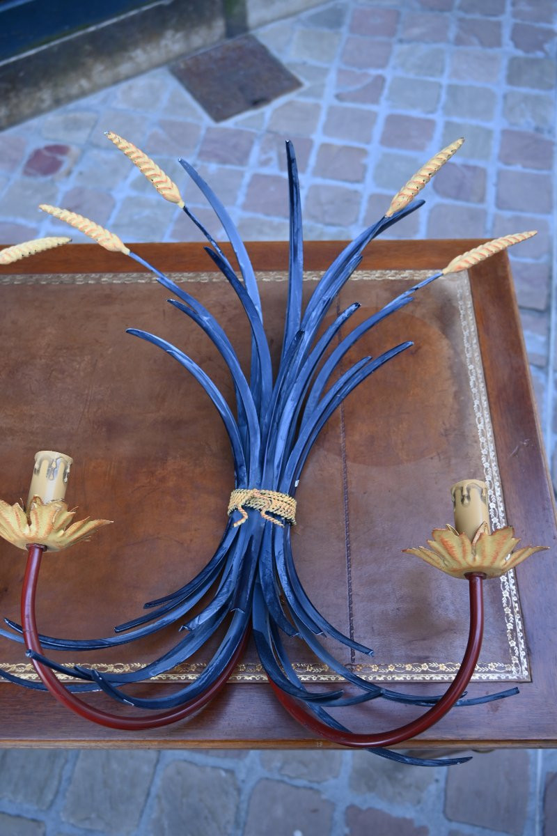 Pair Of Wheat Sheaf Wall Sconces XX-photo-2