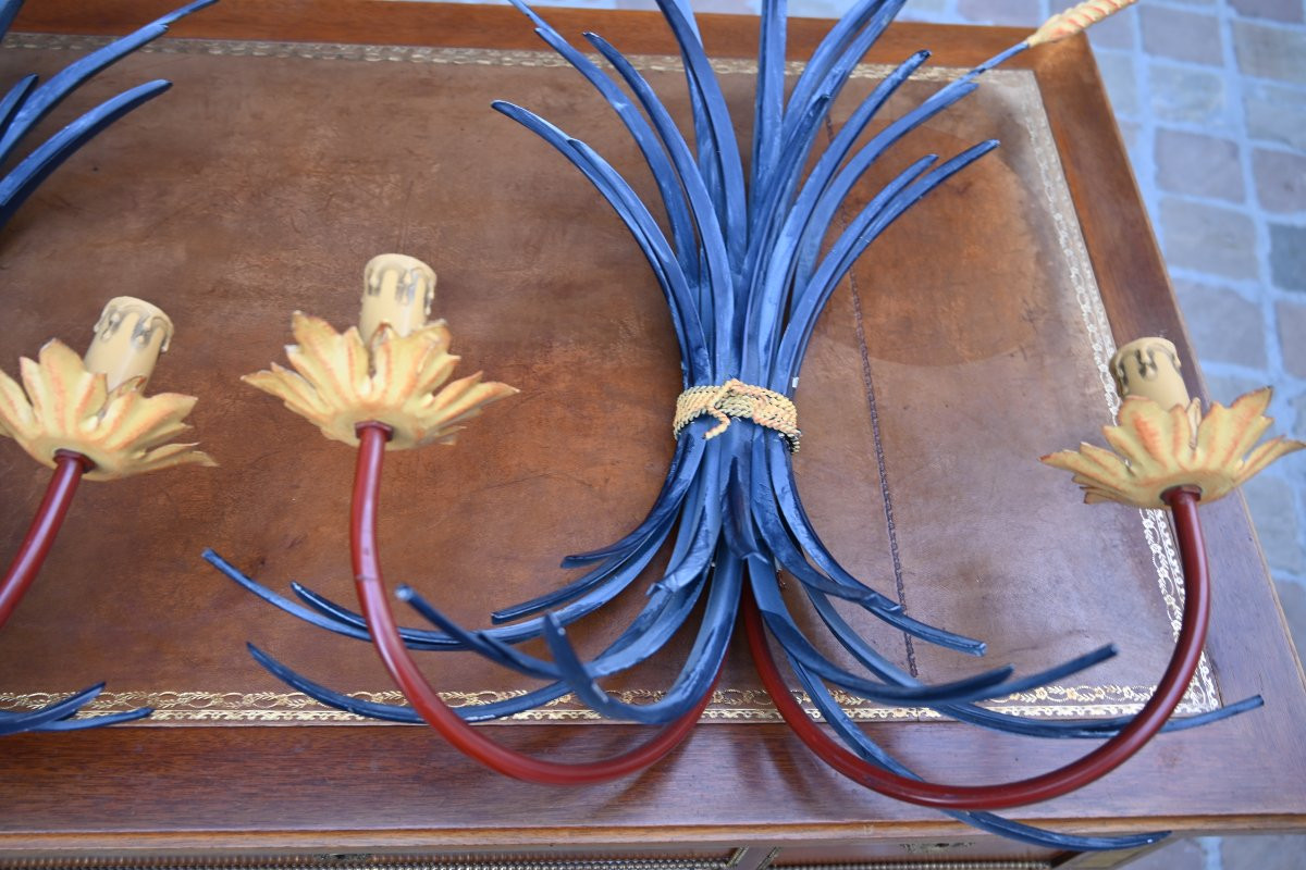 Pair Of Wheat Sheaf Wall Sconces XX-photo-4