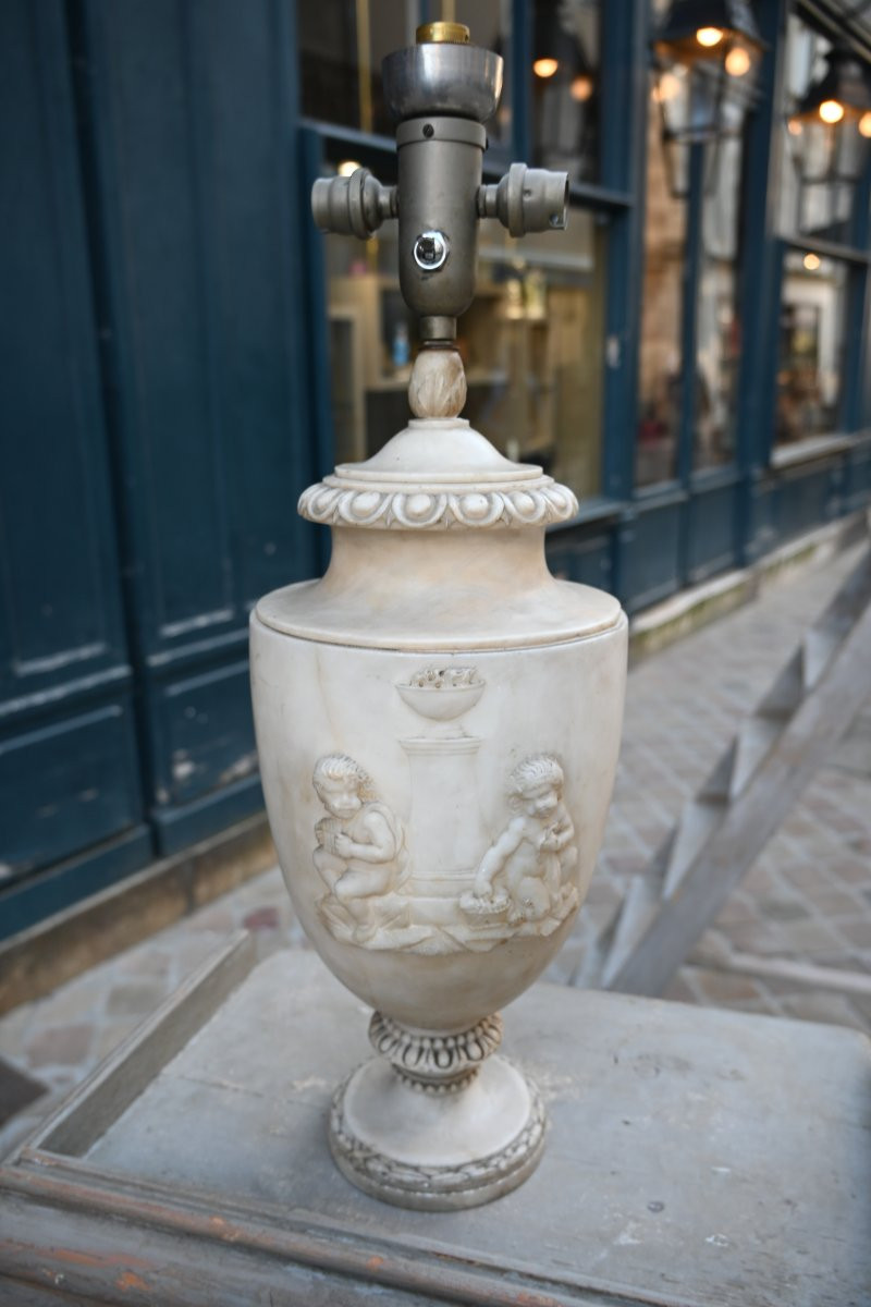 Marble Vase With Putti, 19th Century-photo-6