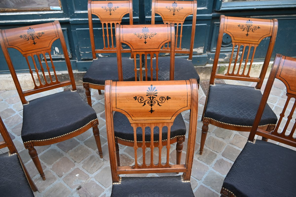 An Elegant Set Of Eight Directoire-style Chairs Attributed To Chapuis-photo-2