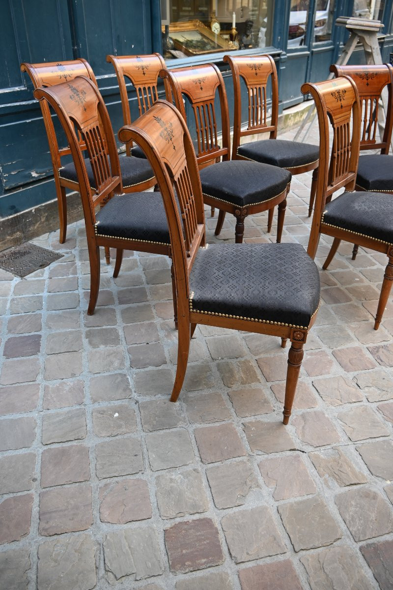 An Elegant Set Of Eight Directoire-style Chairs Attributed To Chapuis-photo-4