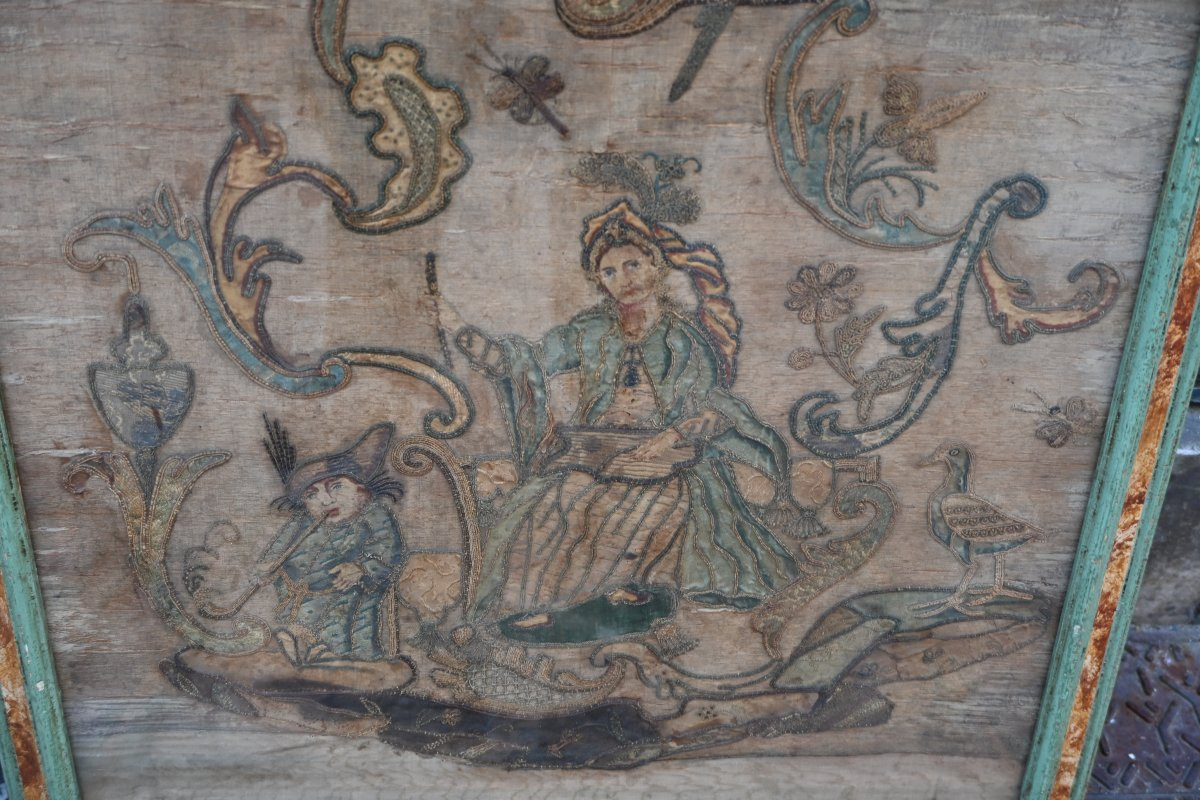 Set Of Four Louis XIV Period Appliqué Embroideries-photo-1