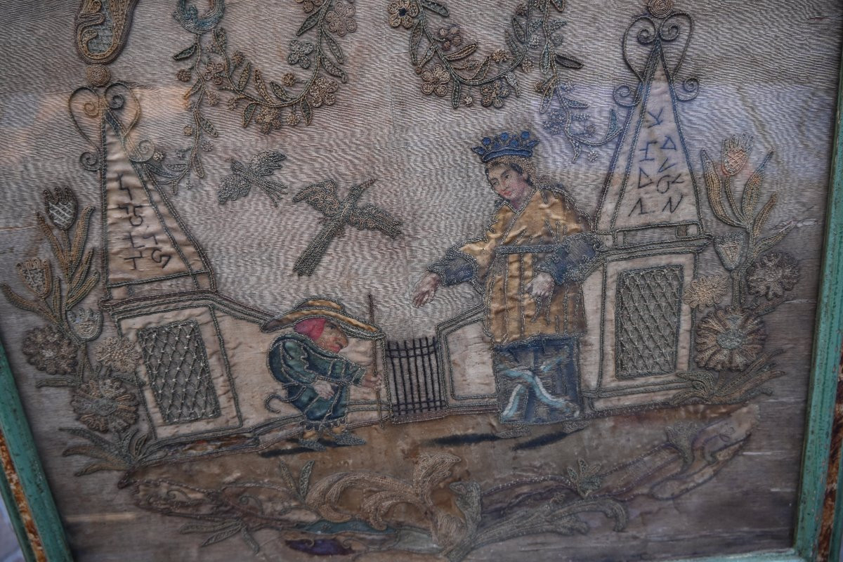 Set Of Four Louis XIV Period Appliqué Embroideries-photo-6