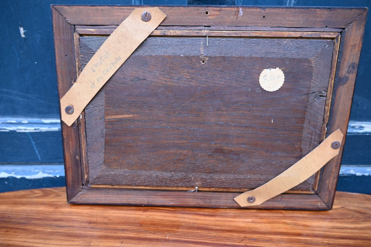 Etretat , panneau de bois représentant Etretat et ses caîques XIX-photo-6