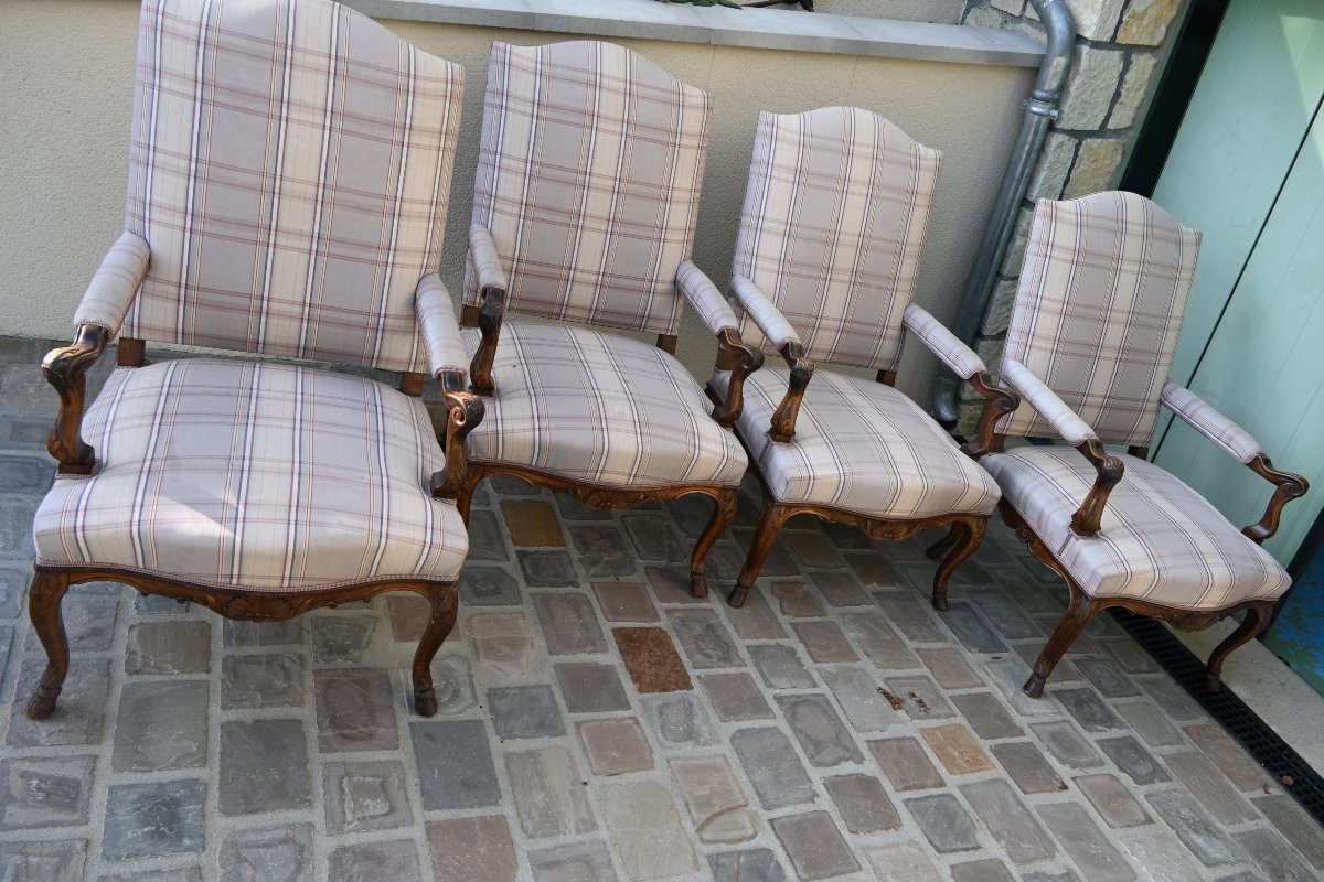 Suite Of 4 Large Regency Style Armchairs -photo-2