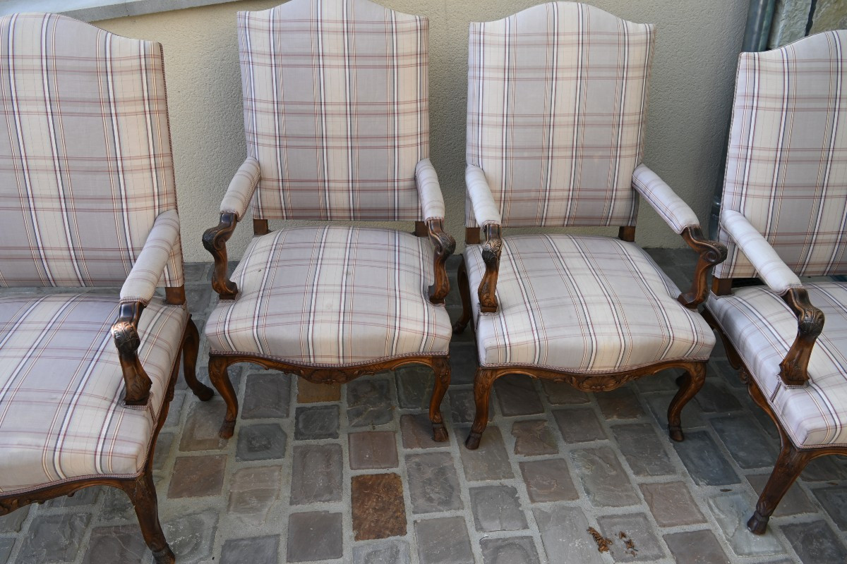 Suite Of 4 Large Regency Style Armchairs 