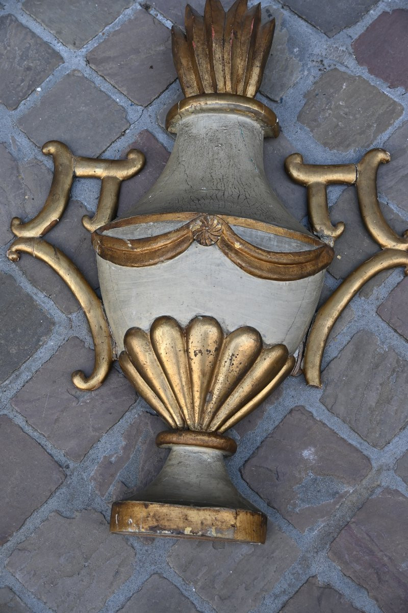 Pair Of Large Giltwood Half-urns, Italy, Late 18th Century-photo-4
