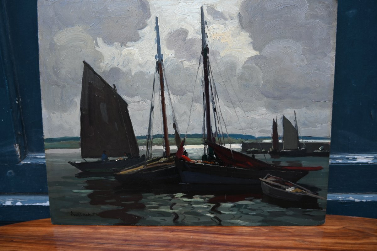 Eschbach, Sardine Fishing Boats In Concarneau, Wooden Sign-photo-2