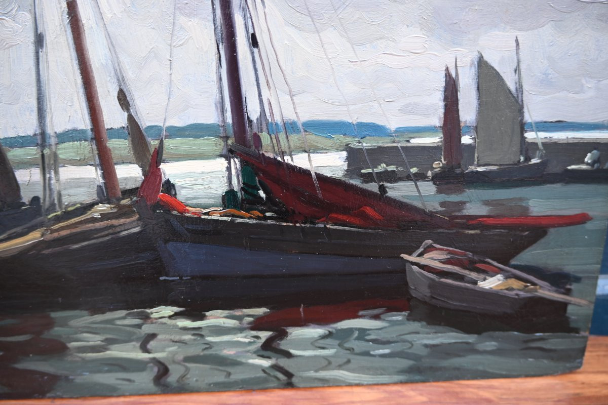 Eschbach, Sardine Fishing Boats In Concarneau, Wooden Sign-photo-1