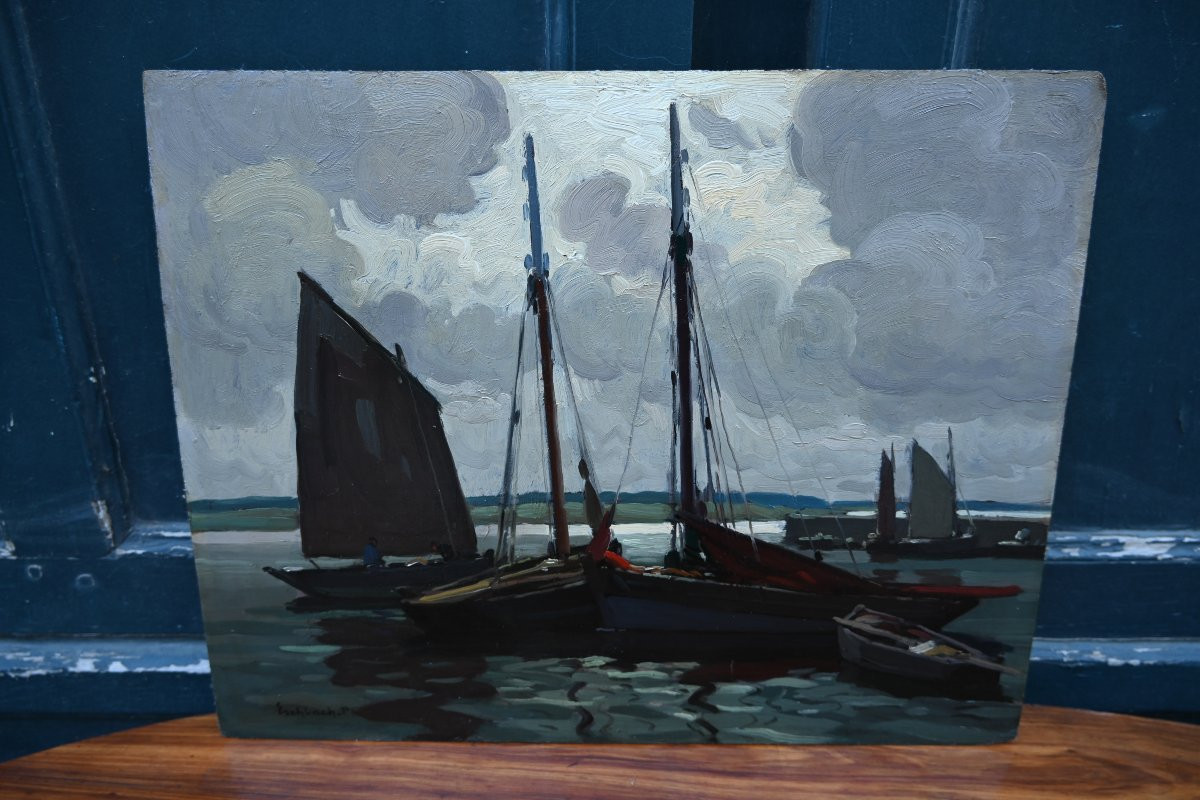 Eschbach, Sardine Fishing Boats In Concarneau, Wooden Sign-photo-5