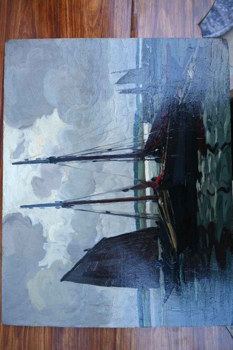 Eschbach, Sardine Fishing Boats In Concarneau, Wooden Sign-photo-7