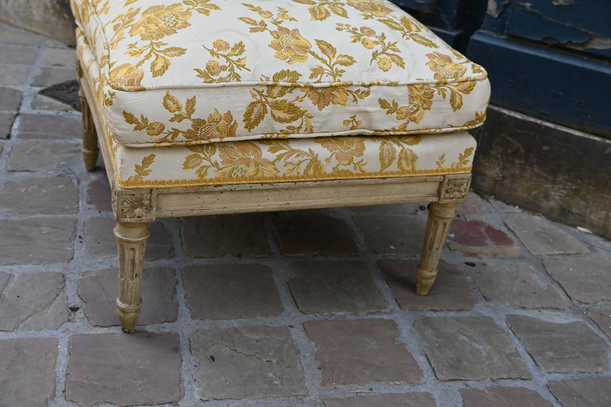 Grand tabouret rectangulaires estampillé de Sené  d époque Louis XVI-photo-4