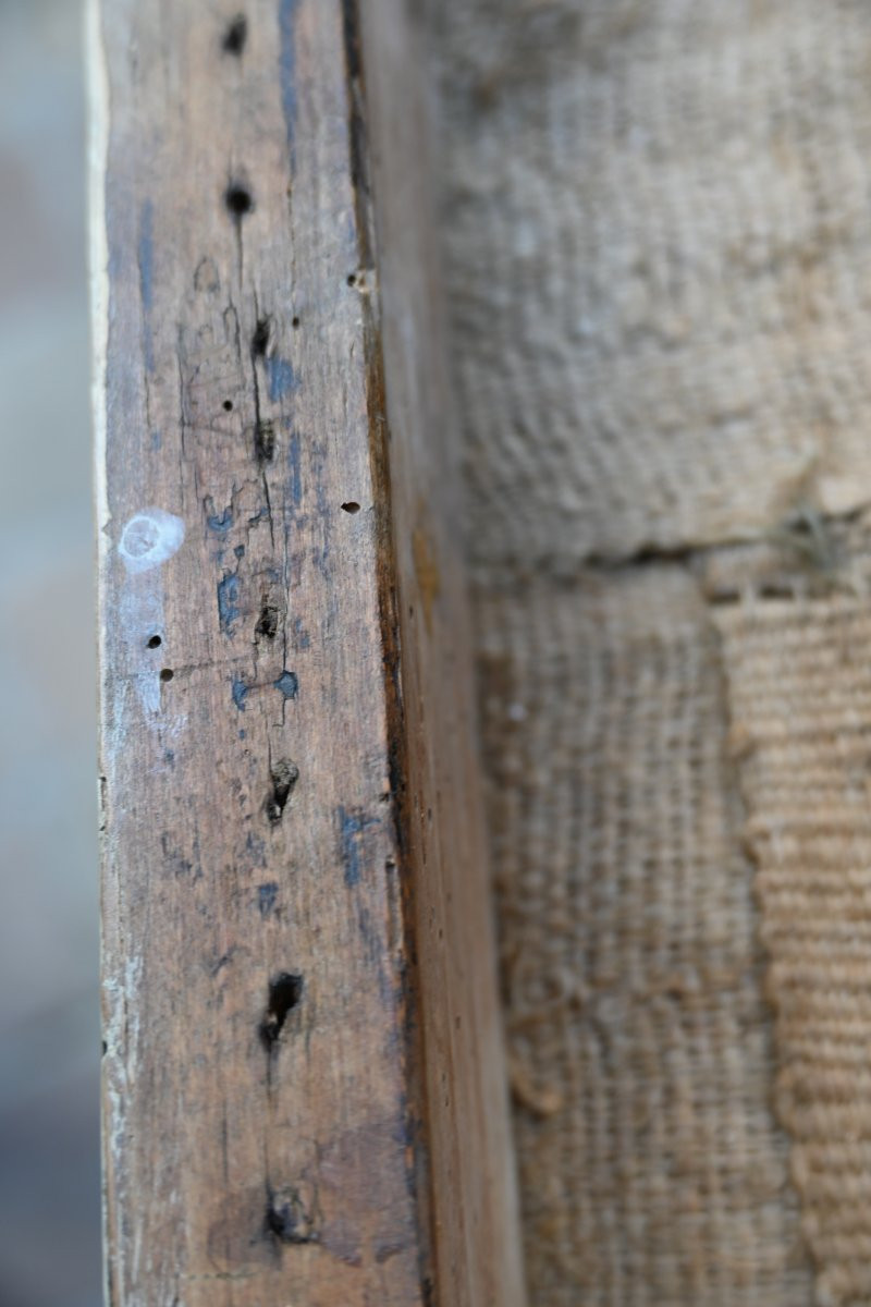 Grand tabouret rectangulaires estampillé de Sené  d époque Louis XVI-photo-1
