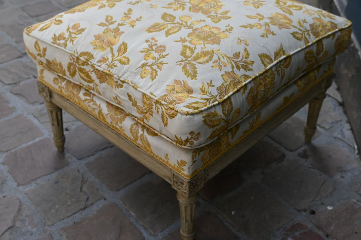 Grand tabouret rectangulaires estampillé de Sené  d époque Louis XVI-photo-7