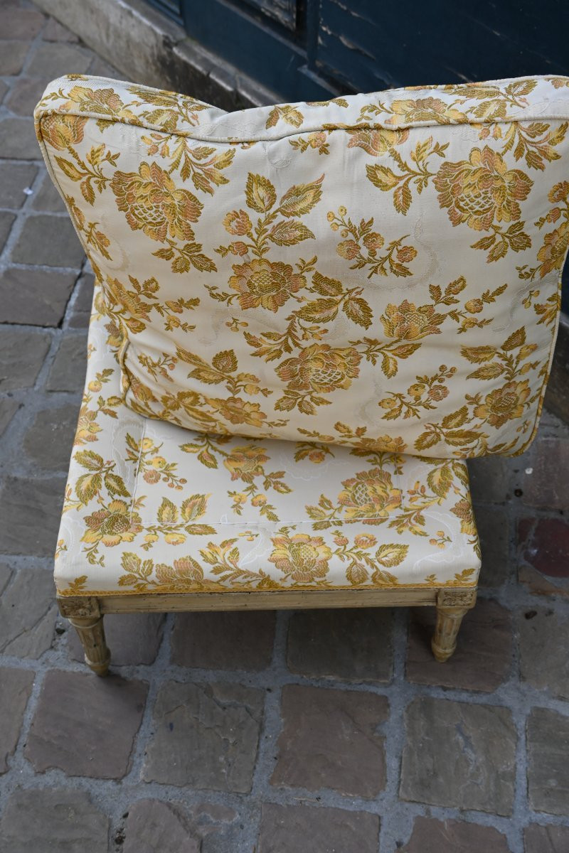 Grand tabouret rectangulaires estampillé de Sené  d époque Louis XVI-photo-8