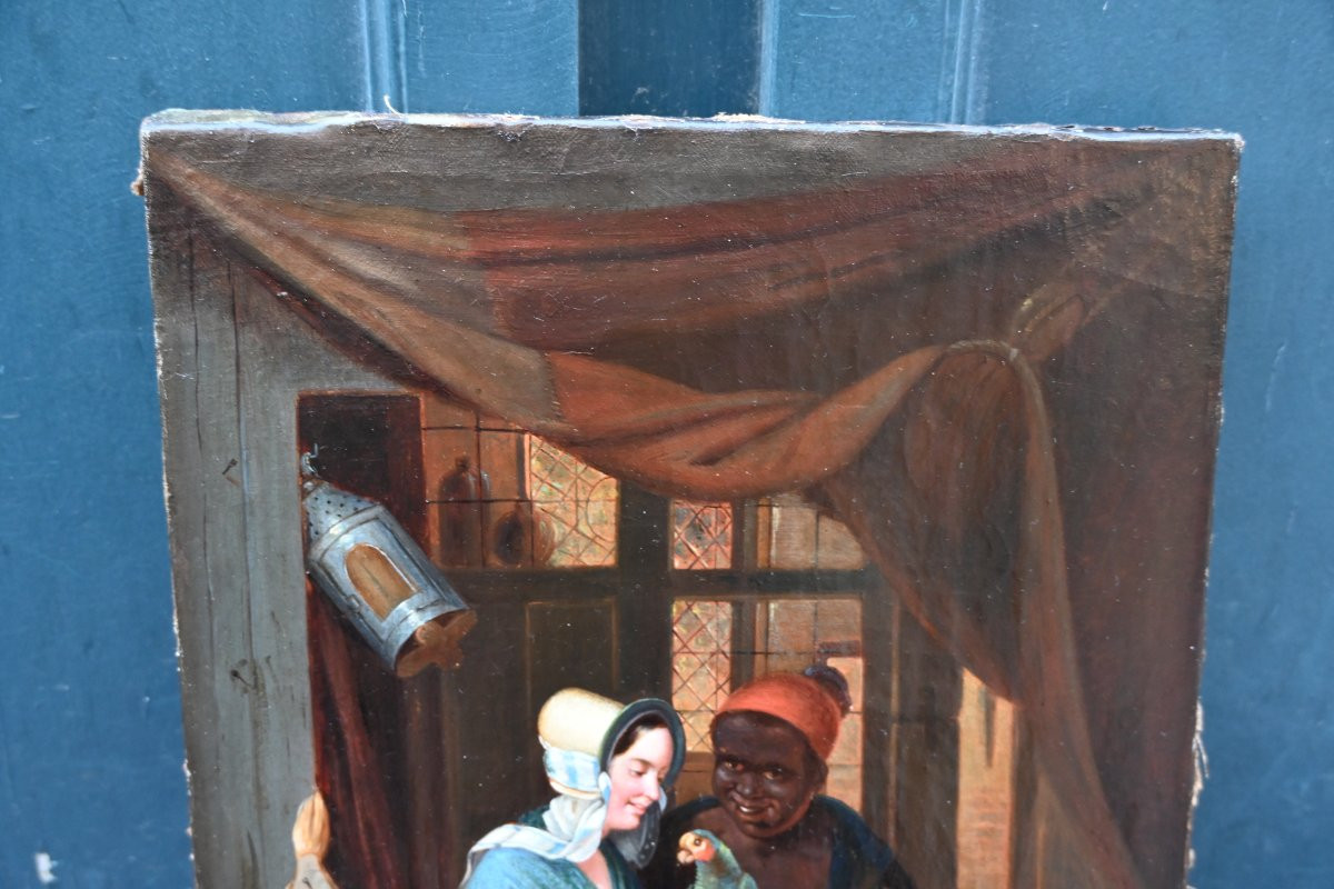 La Marchande d'Exotisme Signed Oil From The XIXth Century-photo-4