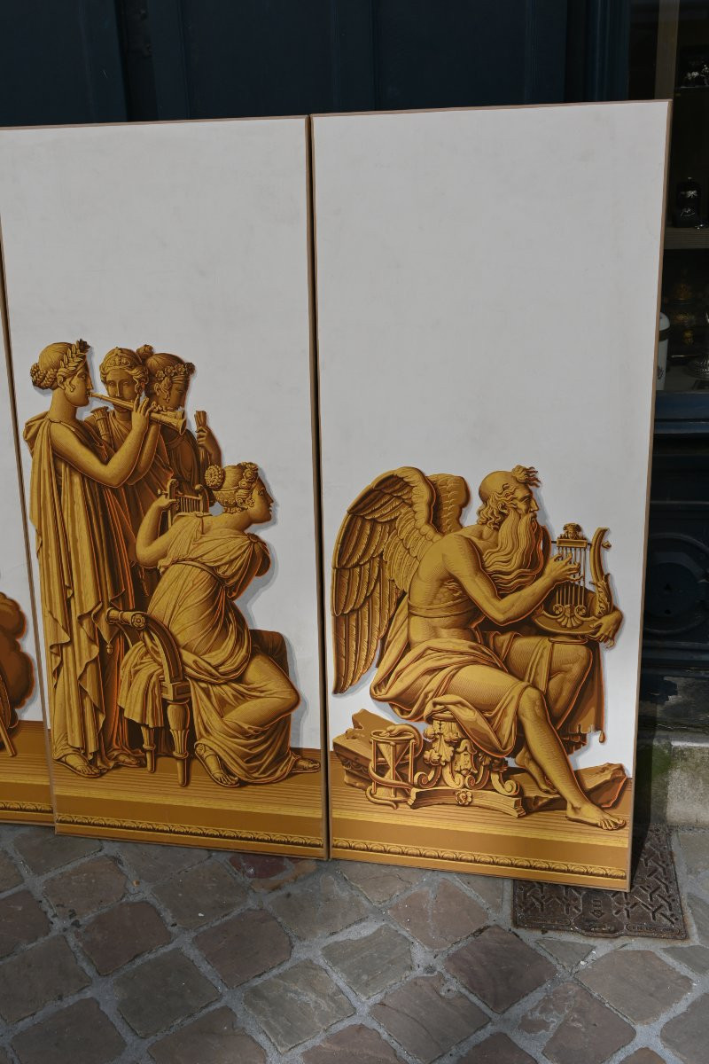 Suite Of Five Wallpaper Panels XIX Empire Period Zuber-photo-2